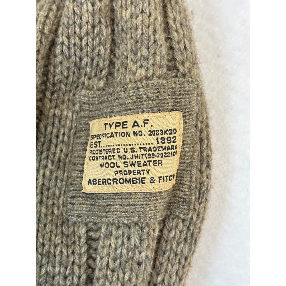 Vintage Abercrombie & Fitch Wool Ribbed Sweater Large Olive Brown Y2K Gorpcore - Picture 4 of 6